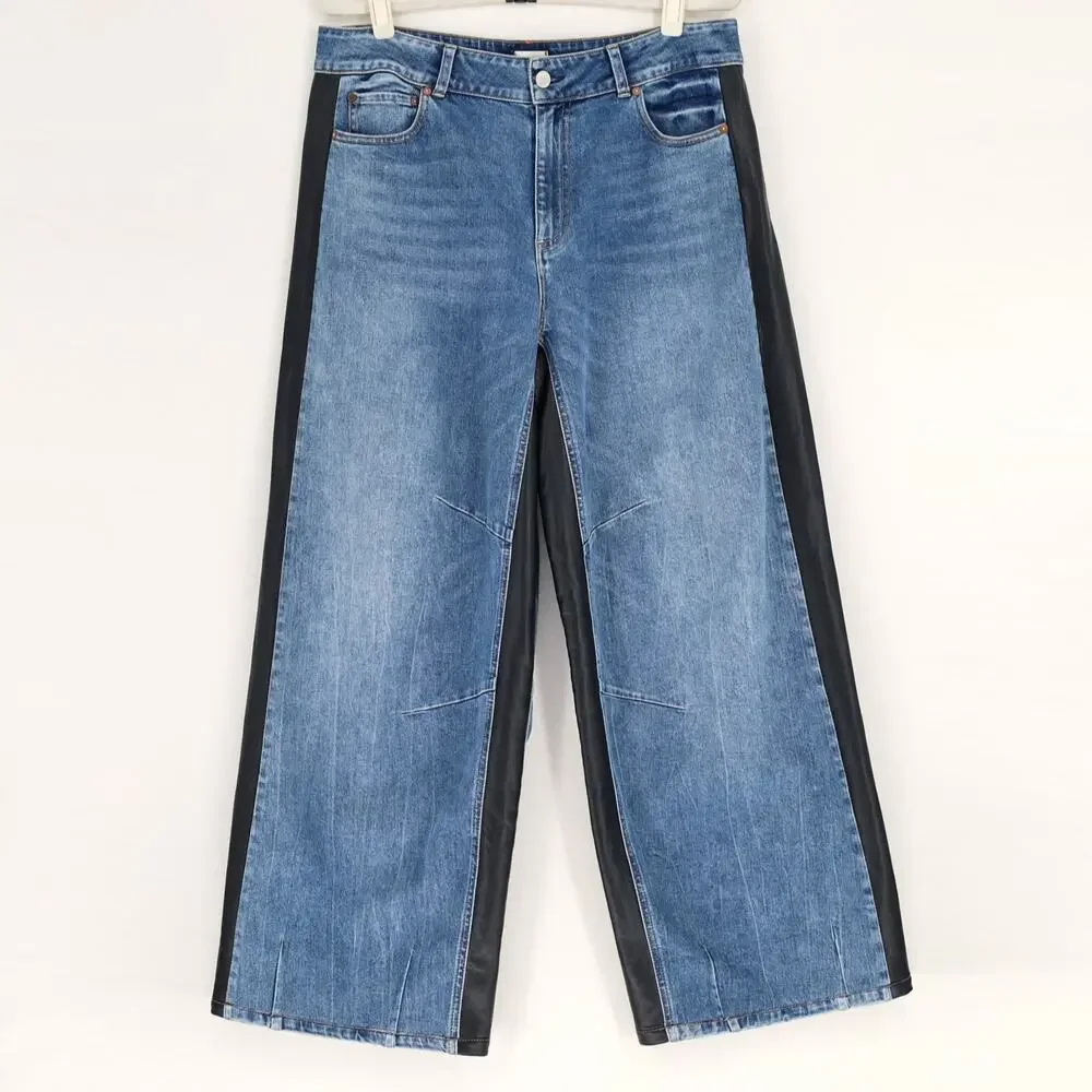 Alice and Olivia Women Brooklyn Blue High Rise Wide Balloon Leg Pants Size 31